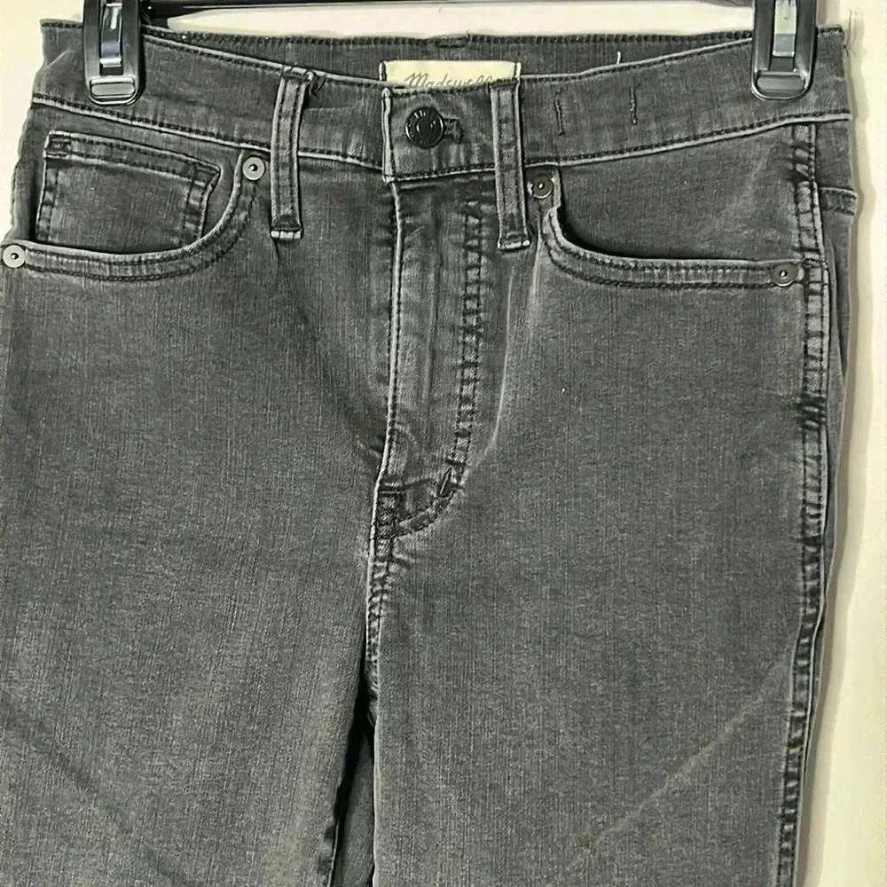 Madewell Stovepipe High-Rise Raw Hem Faded Black Skinny Jeans Size 25 - Picture 3 of 8